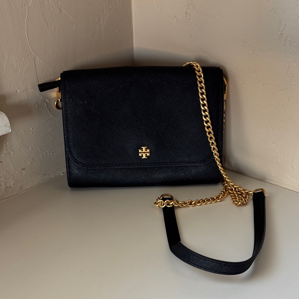 Tory Burch Black Crossbody With Gold Chain
